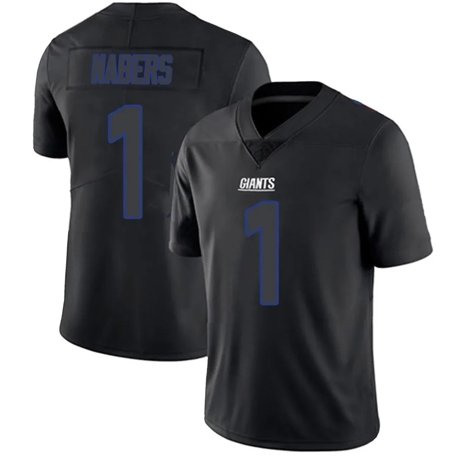 NY.Giants #1 Malik Nabers Player Limited Black Impact Football Jerseys