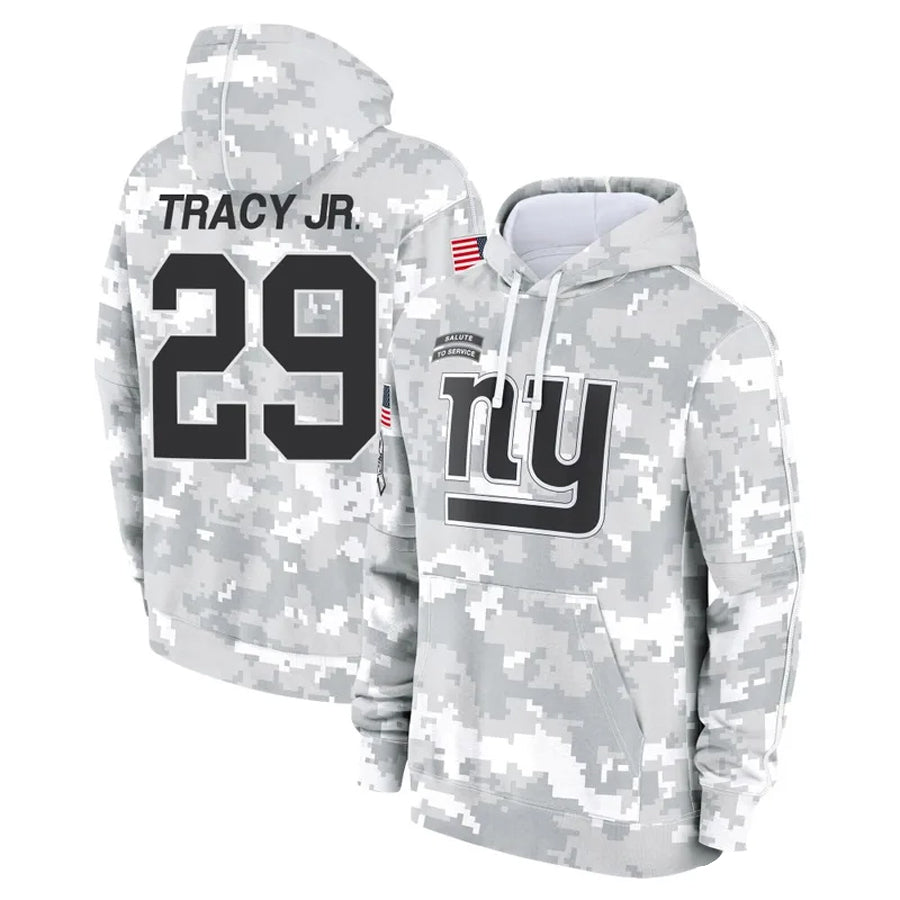 NY.Giants #29 Tyrone Tracy Jr. Player Arctic Camo Salute to Service Hoodies Football Jerseys