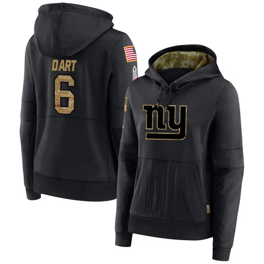 NY.Giants #6 Jaxson Dart Player Black Salute to Service Hoodies Football Jerseys