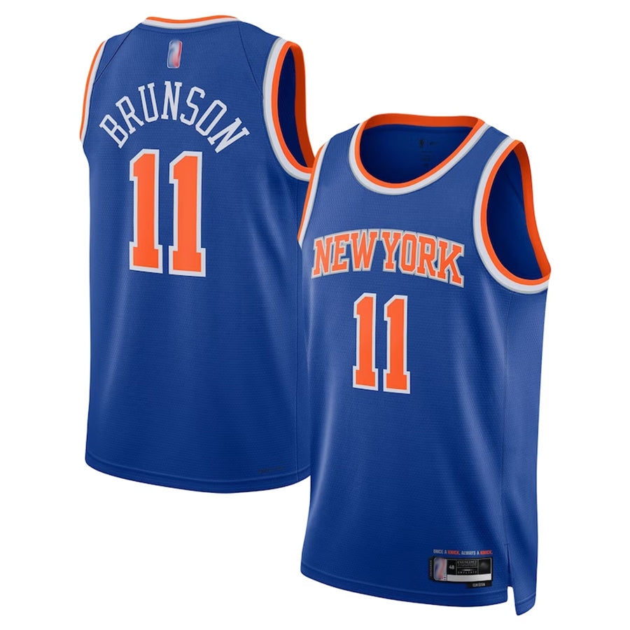 NY.Knicks #11 Jalen Brunson Player Fanatics Blue Fast Break Replica Icon Edition Basketball Jerseys