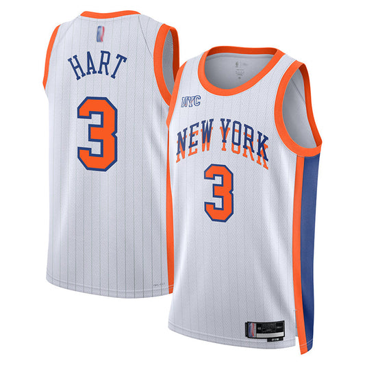 NY.Knicks #3 Josh Hart Player White City Edition Swingman Basketball Jerseys