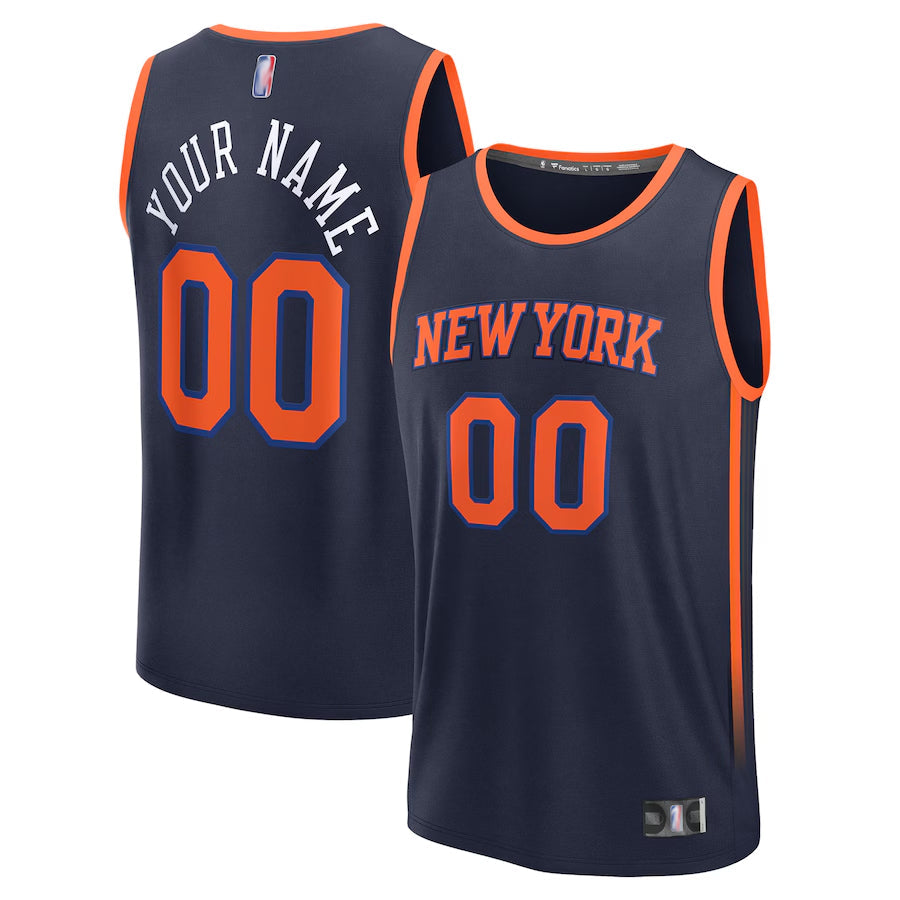 NY.Knicks Player Navy Swingman Custom Association Edition Basketball Jerseys