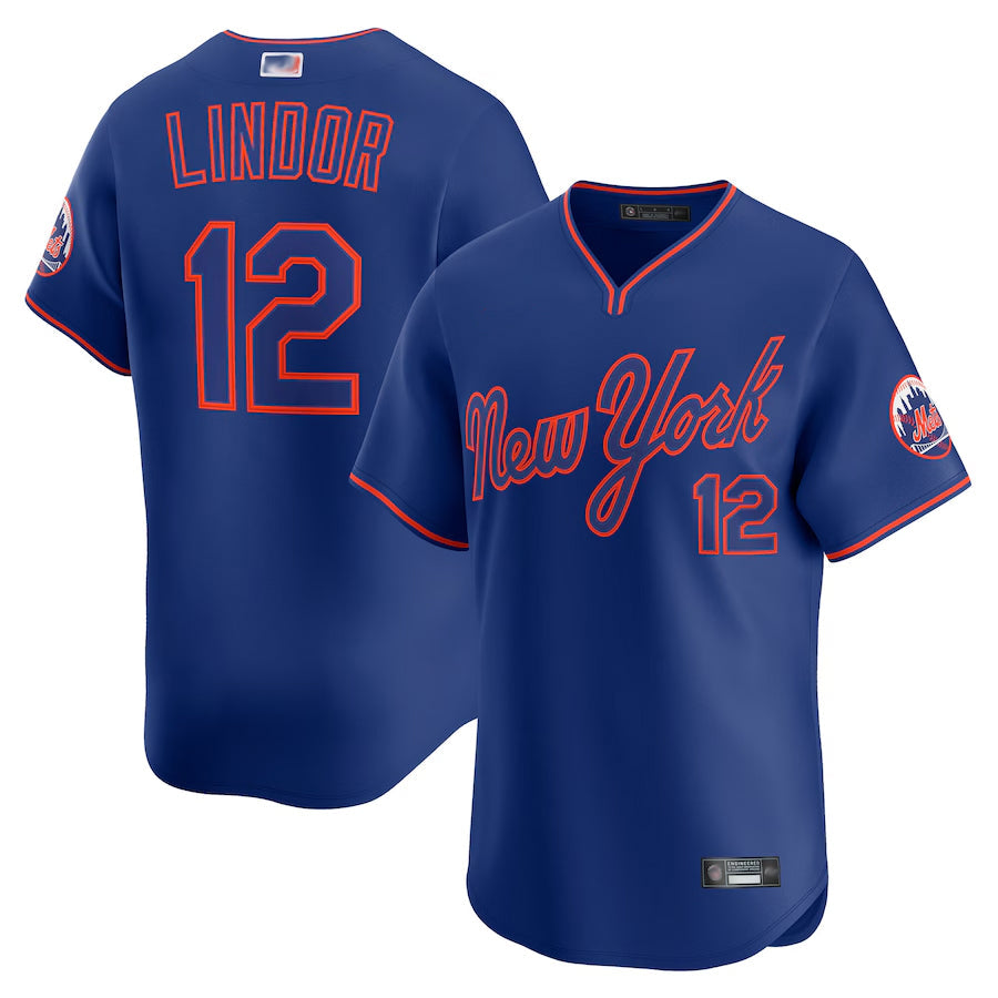 NY.Mets #12 Francisco Lindor Player Royal Home Limited Baseball Jerseys