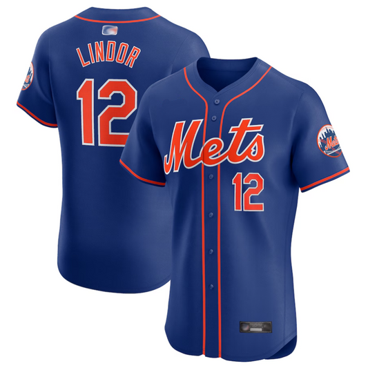 NY.Mets #12 Francisco Lindor Royal Elite Player Baseball Jerseys