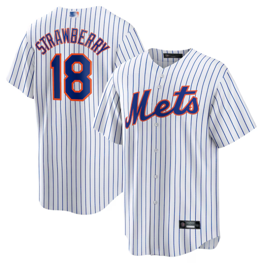 NY.Mets #18 Darryl Strawberry Player White Home Replica Baseball Jerseys