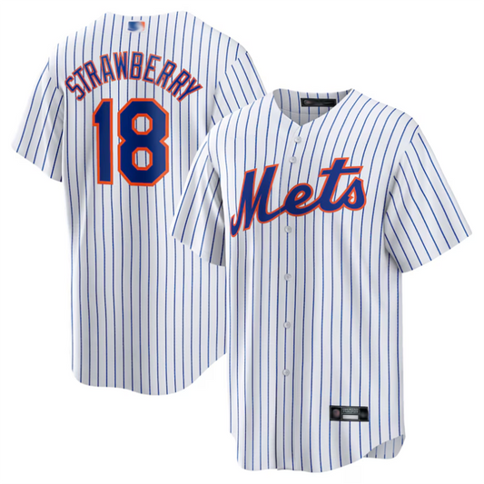NY.Mets #18 Darryl Strawberry Player White Home Replica Baseball Jerseys