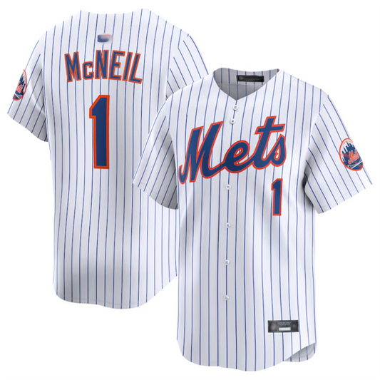 NY.Mets #1 Jeff McNeil Player White Limited Baseball Jerseys