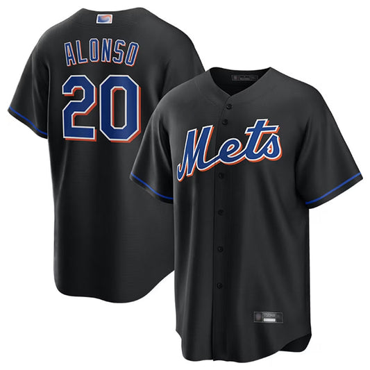 NY.Mets #20 Pete Alonso Player Black Home Replica Baseball Jerseys