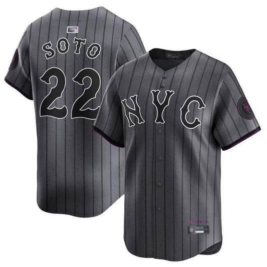 NY.Mets #22 Juan Soto Player Gray City Connect Limited Baseball Jerseys