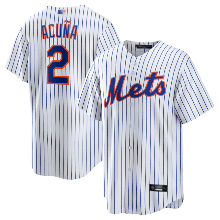 NY.Mets #2 Luisangel Acu?a Player White Home Replica Baseball Jerseys