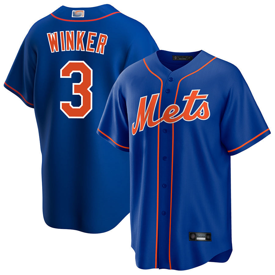 NY.Mets #3 Jesse Winker Player Royal Replica Game Baseball Jerseys