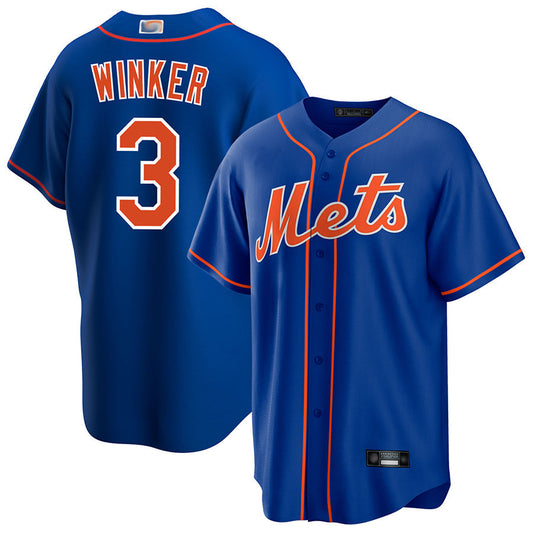 NY.Mets #3 Jesse Winker Player Royal Replica Game Baseball Jerseys