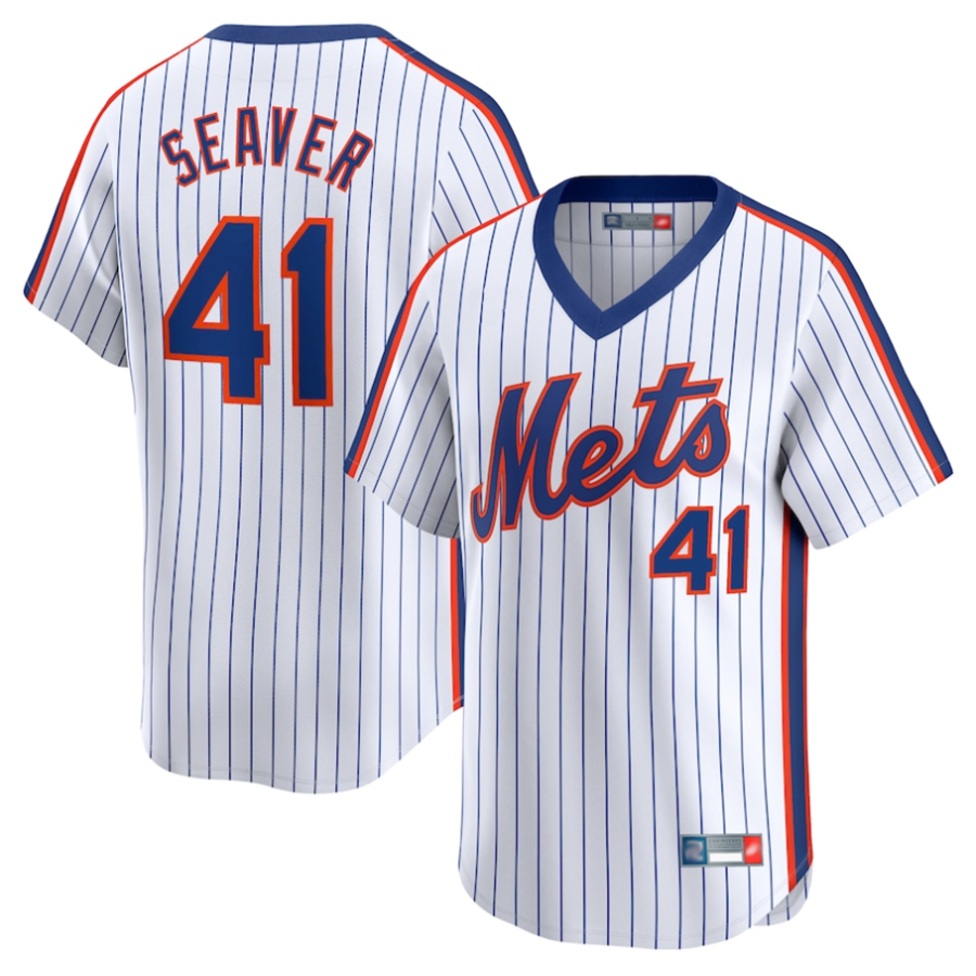 NY.Mets #41 Tom Seaver Player White Throwback Cooperstown Limited Baseball Jerseys