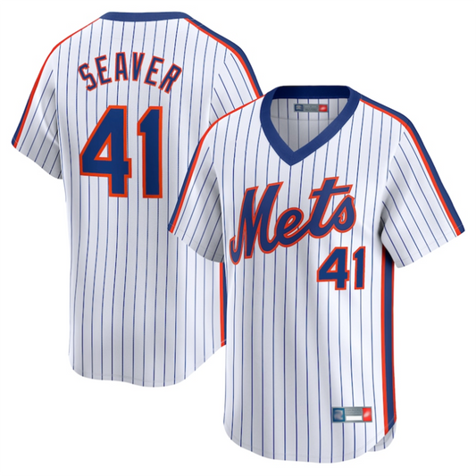 NY.Mets #41 Tom Seaver Player White Throwback Cooperstown Limited Baseball Jerseys