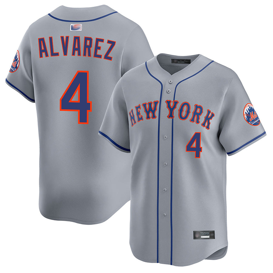 NY.Mets #4 Francisco Alvarez Player Road Limited Baseball Jerseys