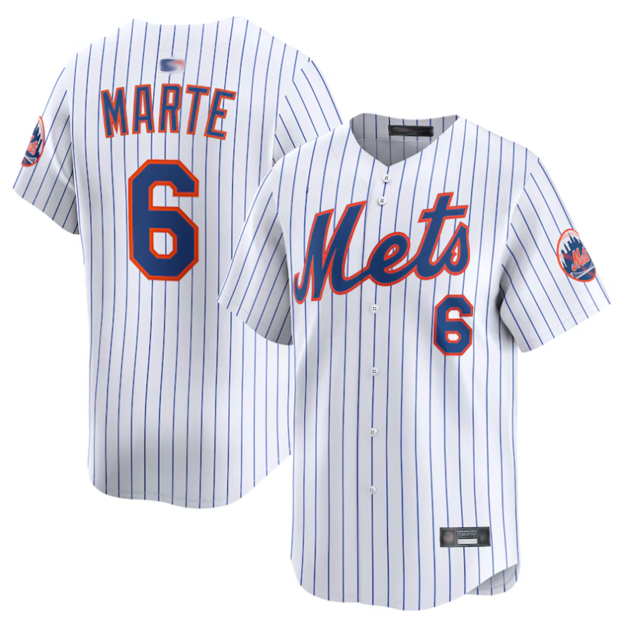 NY.Mets #6 Starling Marte Player White Limited Baseball Jerseys