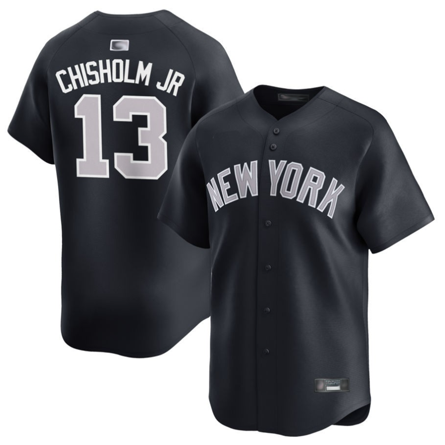 NY.Yankees #13 Jazz Chisholm Jr. Black Replica Player Baseball Jerseys