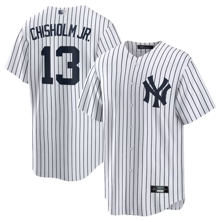 NY.Yankees #13 Jazz Chisholm Jr. Player White Home Replica Baseball Jerseys