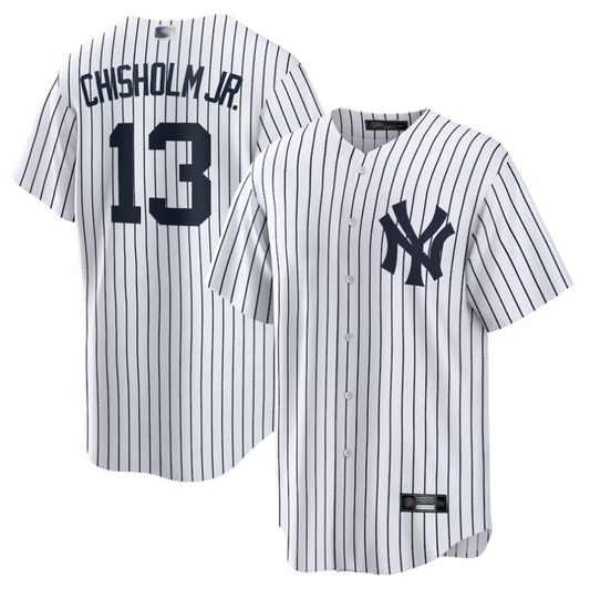 NY.Yankees #13 Jazz Chisholm Jr. Player White Home Replica Baseball Jerseys