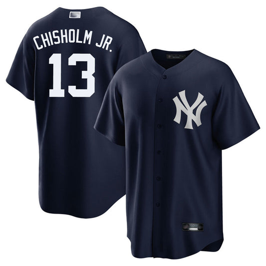 NY.Yankees #13 Jazz Chisholm Jr. Playre Navy Home Replica Baseball Jerseys