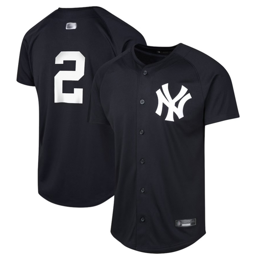 NY.Yankees #2 Derek Jeter Player Navy Cooperstown Collection Mesh Batting Practice Baseball Jerseys