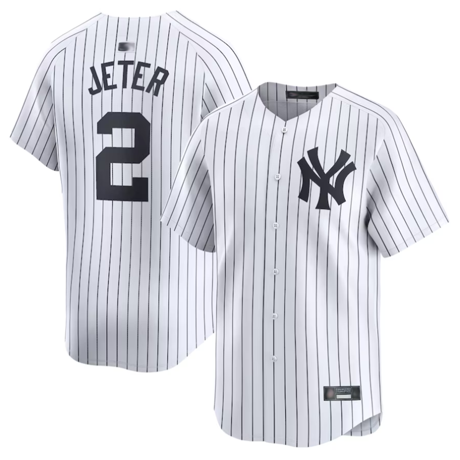 NY.Yankees #2 Derek Jeter White Home Limited Player Baseball Jerseys