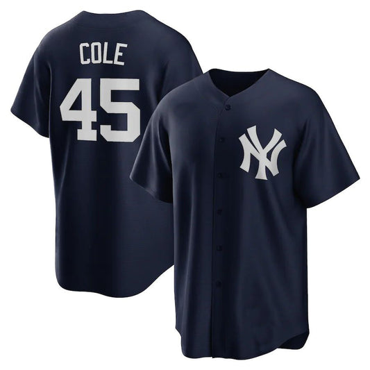 NY.Yankees #45 Gerrit Cole Player Navy Replica Baseball Jerseys