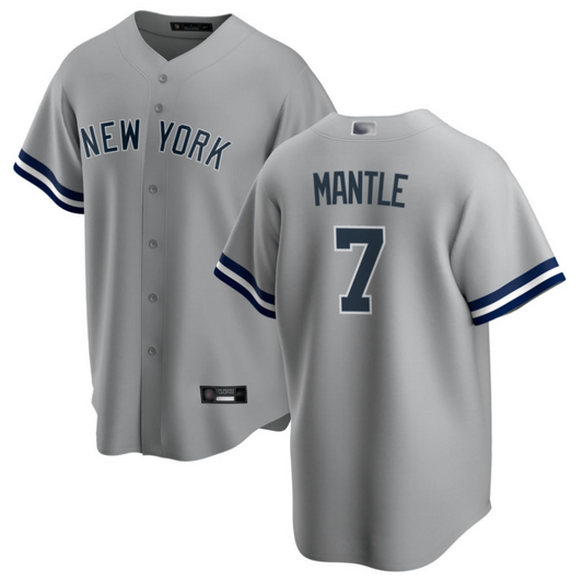 NY.Yankees #7 Mickey Mantle Player Gray Road Home Limited Baseball Jerseys