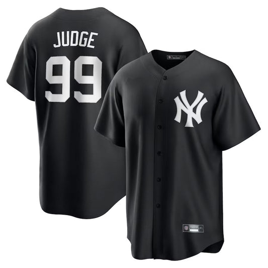NY.Yankees #99 Aaron Judge Player Black Lights Out Replica Baseball Jerseys