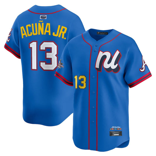 National League #13 Ronald Acu?a Jr. Player Blue All-Star Edition Limited Baseball Jerseys