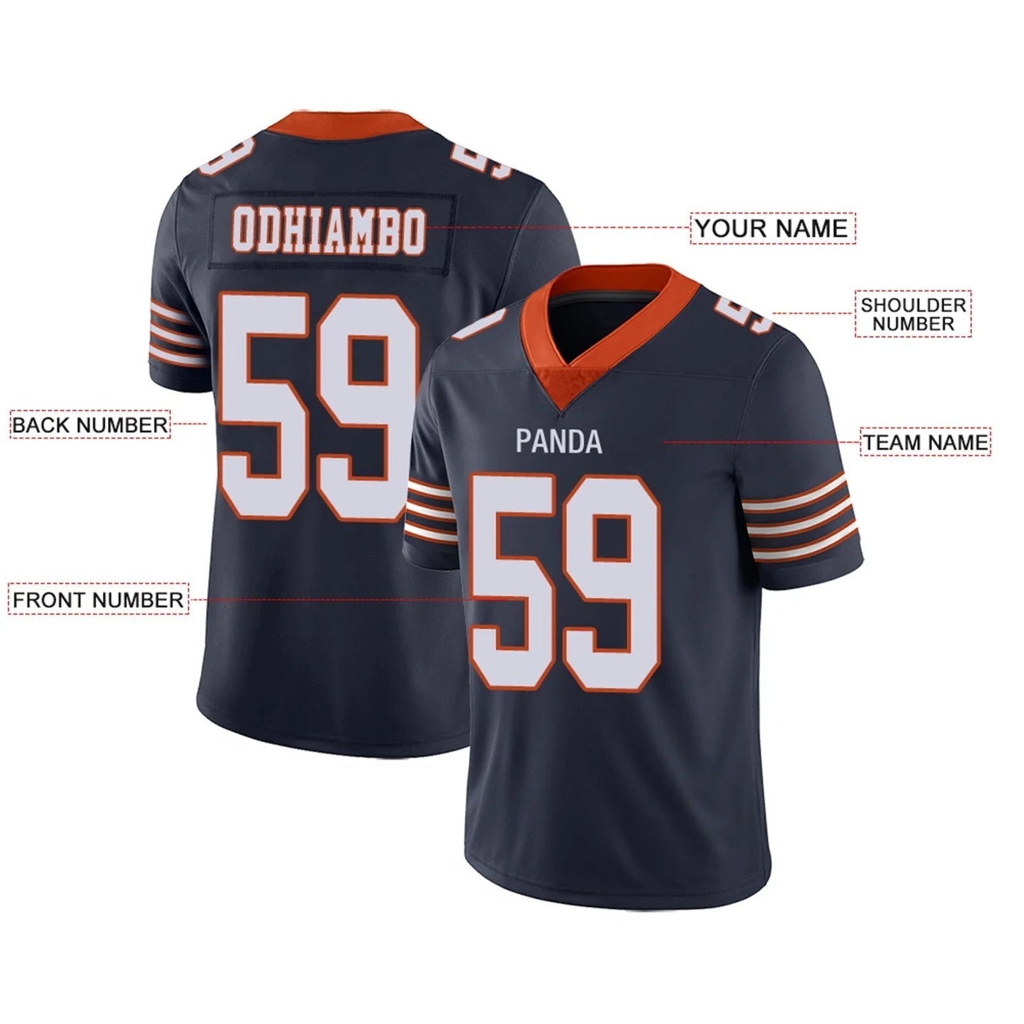 Custom C.Bears Navy Personalized Design Football Jerseys
