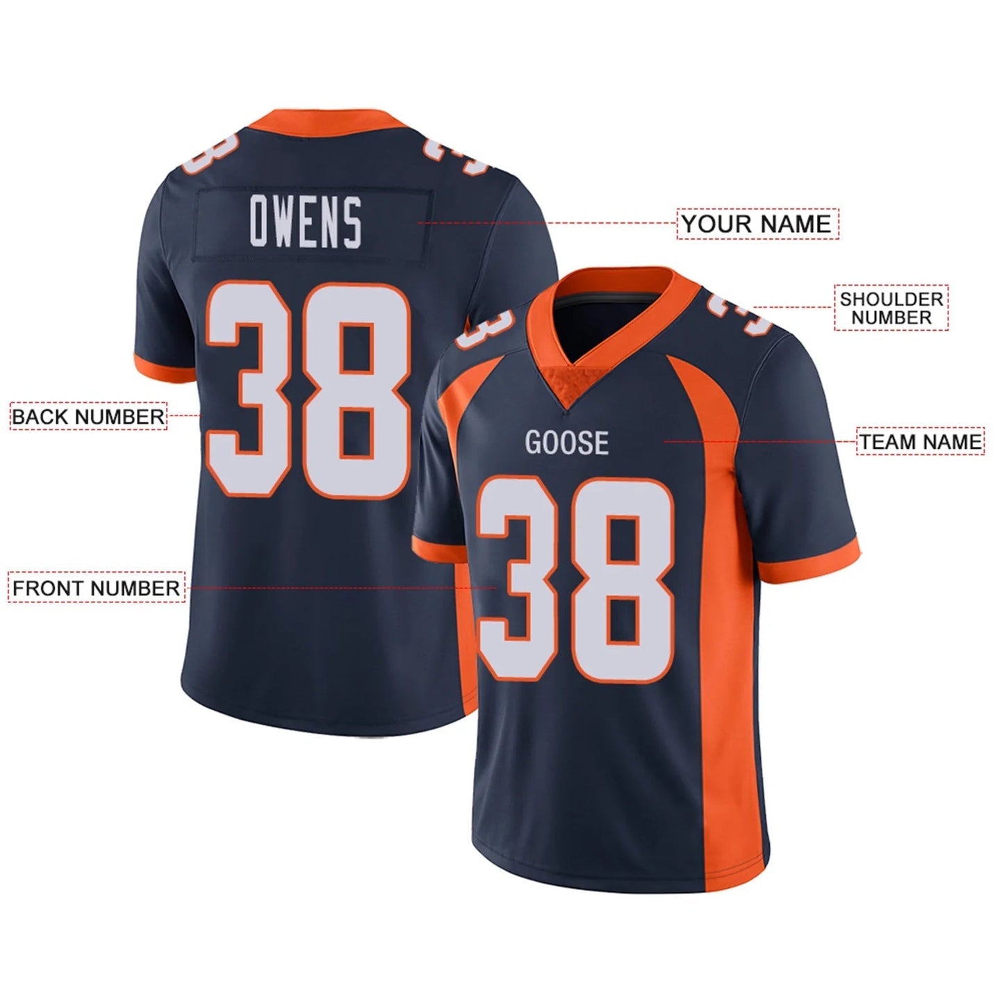 Custom D.Broncos Navy Personalized Design Football Jerseys