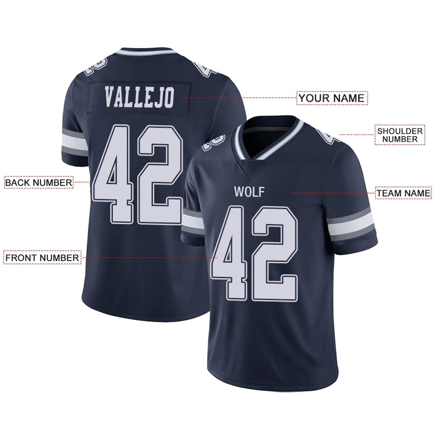 Custom D.Cowboys Navy Personalized Design Football Jerseys