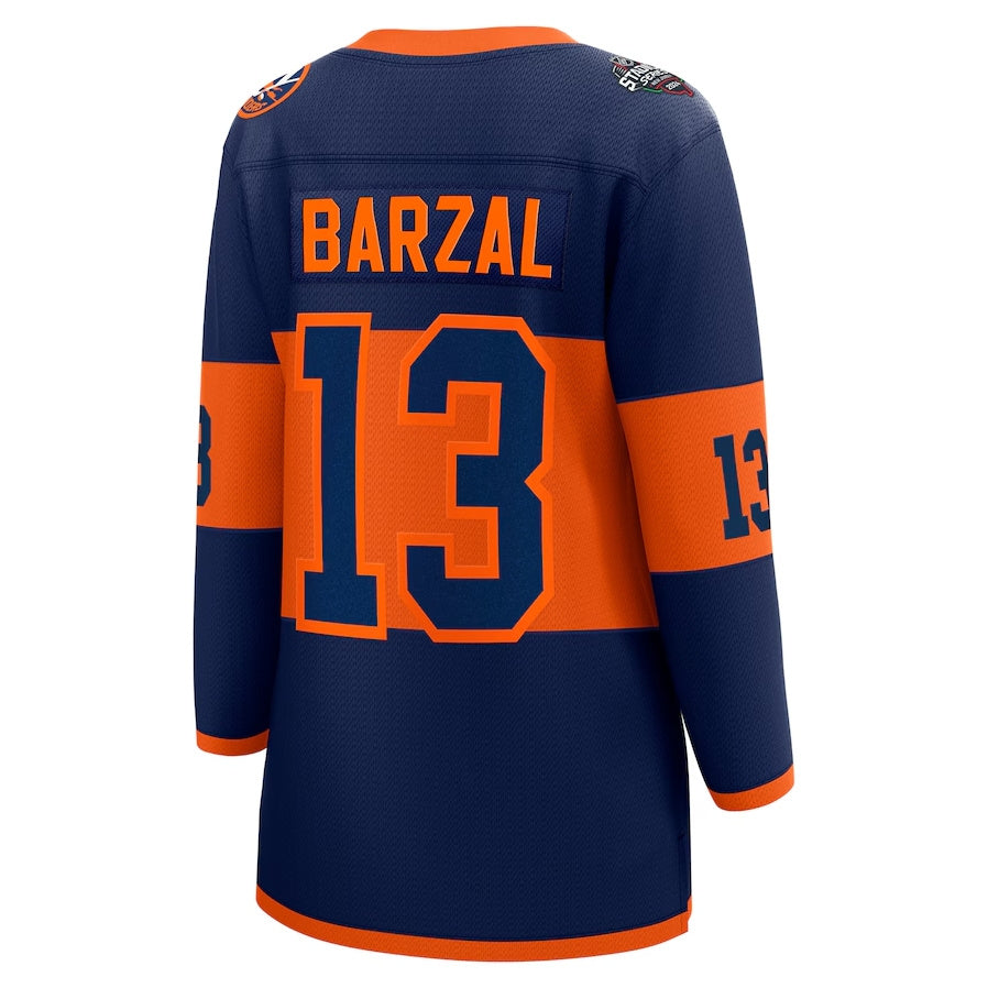 NY.Islanders #13 Mathew Barzal Fanatics Player Game Jersey ��C Navy Stitched American Hockey Jerseys