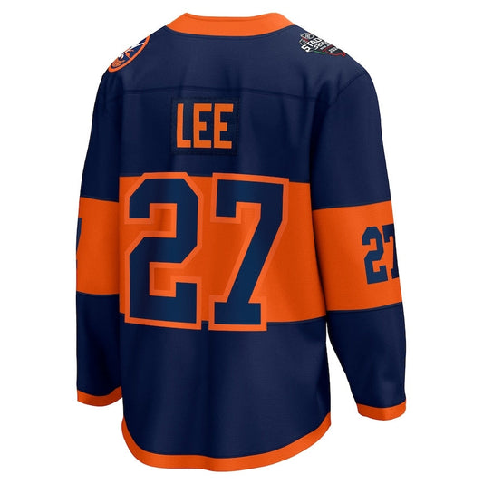 NY.Islanders #27 Anders Lee Fanatics Player Game Jersey ��C Navy Stitched American Hockey Jerseys