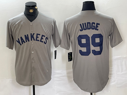 NY.Yankees #99 Aaron Judge Grey Stitched Throwback Baseball Jerseys Jersey Jersey
