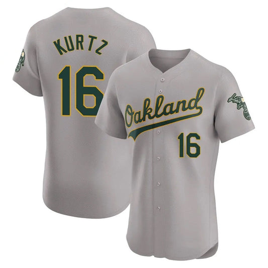 O.Athletics #16 Nick Kurtz Player Gray Elite Road Baseball Jerseys
