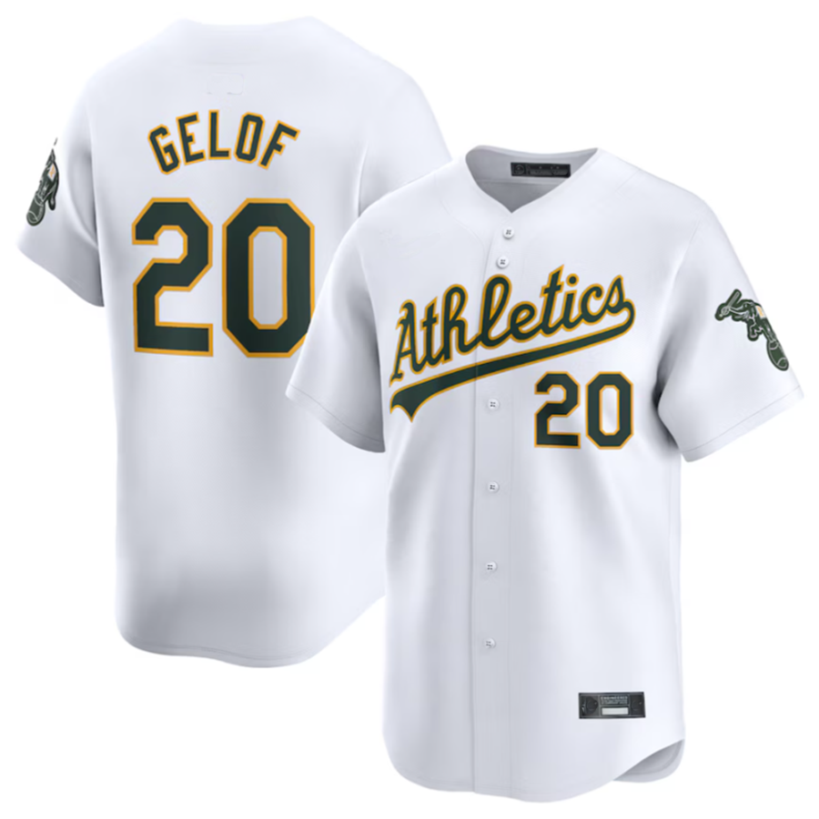 O.Athletics #20 Zack Gelof White Home Limited Player Jersey American Stitched Baseball Jerseys