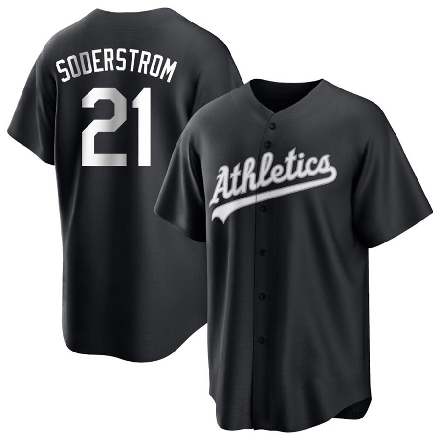 O.Athletics #21 Tyler Soderstrom Player Black Home Replica Game Baseball Jerseys