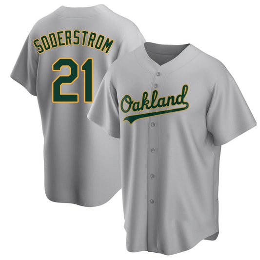 O.Athletics #21 Tyler Soderstrom Player Grey Home Replica Baseball Jerseys