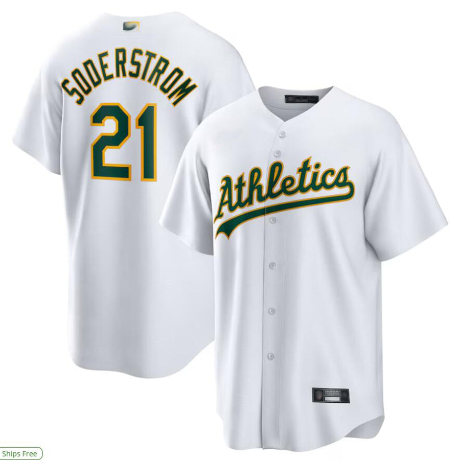 O.Athletics #21 Tyler Soderstrom Player White Replica Game Baseball Jerseys