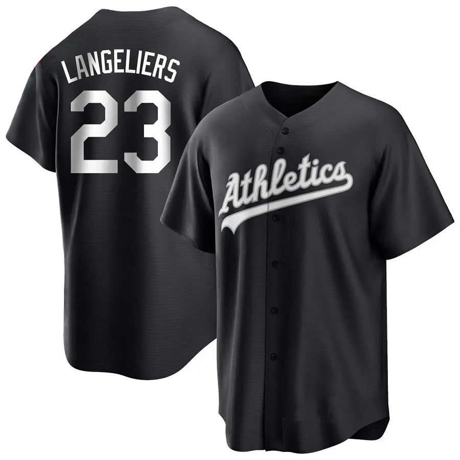 O.Athletics #23 Shea Langeliers Player Black Home Replica Baseball Jerseys