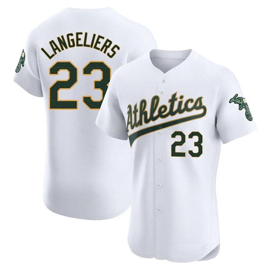 O.Athletics #23 Shea Langeliers Player White Home Limited Elite Baseball Jerseys