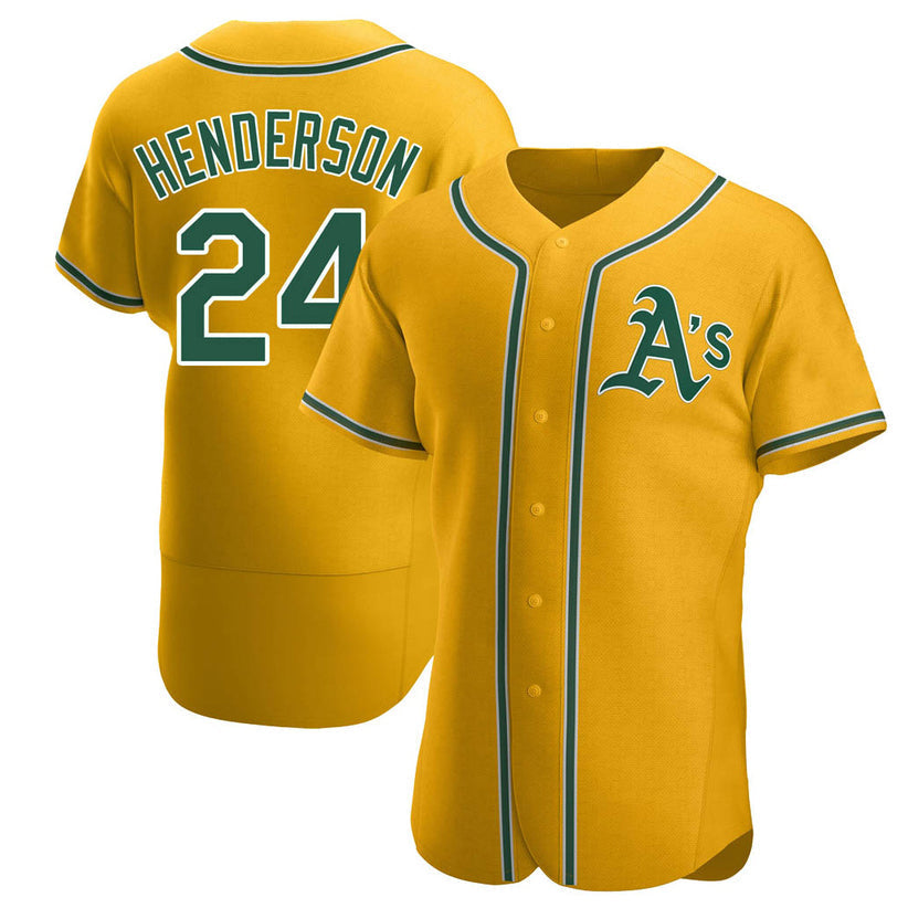 O.Athletics #24 Rickey Henderson Player Gold Home Limited Elite Baseball Jerseys