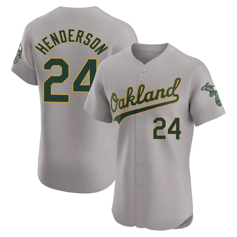 O.Athletics #24 Rickey Henderson Player Gray Home Limited Elite Baseball Jerseys