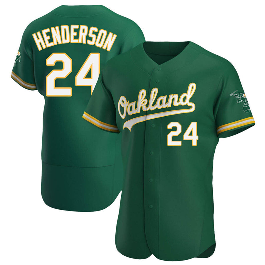 O.Athletics #24 Rickey Henderson Player Green Home Limited Elite Baseball Jerseys
