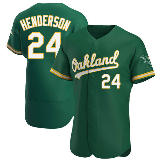 O.Athletics #24 Rickey Henderson Player Green Home Limited Elite Baseball Jerseys