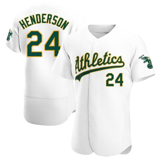 O.Athletics #24 Rickey Henderson Player White Home Limited Elite Baseball Jerseys