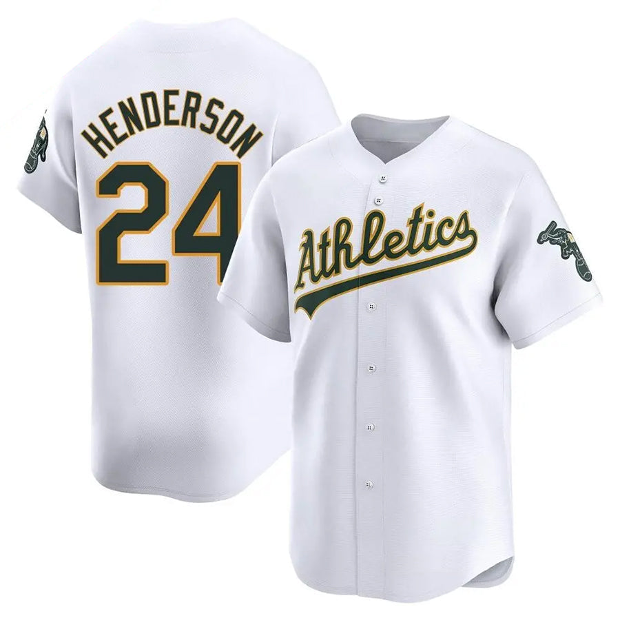 O.Athletics #24 Rickey Henderson Player White Home Replica Baseball Jerseys