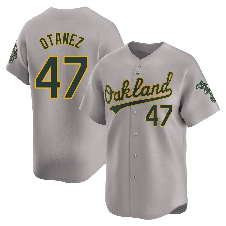 O.Athletics #47 Michel Ota?ez Player Grey Home Replica Baseball Jerseys